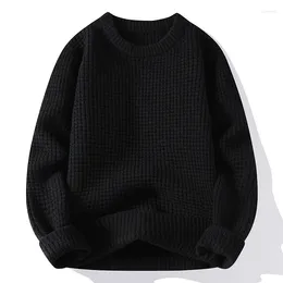 Men's Sweaters 2023 Autumn/Winter Men Solid Color Grid Pattern Weater Fashion Casual Thick Warm Wool Pulloversb Size M-3XL