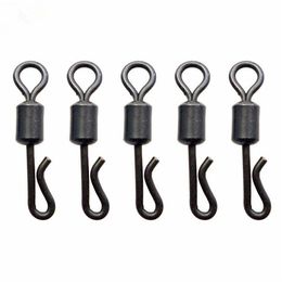 100pcs Matte Black Rolling Quick Change Swivels Carp Rigs Long Body Q-shaped Swing Snap Connector Carp Fishing Accessories301E