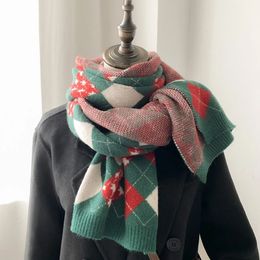 Scarves Plaid Scarf For Women's Christmas Knitted Scarf Casual Versatile Fashion Cold Proof Shawl Warm Neck Shawl 231128