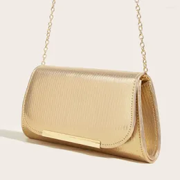 Evening Bags Gold Bag Metal Shining Hand Simple And Versatile Party Clutch