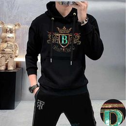 Fw9f Men Women European Station New Sweatshirts Hooded Sweater Fashion Brand Hot Diamond Letter Top Pullover Personality Bottom Shirt Fashionable Comfortable