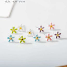 Stud Cartoon Colourful Small Flower Cute Ceramic Earrings With Anti allergic Pin Handmade And Wholesale Orecchini Estate Z696 YQ231128