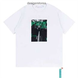 Homens Designer Camisa Mens Camisetas Brancas Camisetas Manga Curta Impresso Streetwear Camisetas Offs Branco Seta Irregular Solta Tees Homem Casual Marca M