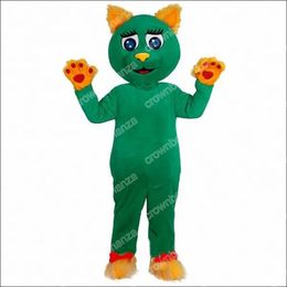 New Adult Green Cat Mascot Costumes Halloween Cartoon Character Outfit Suit Xmas Outdoor Party Festival Dress Promotional Advertising Clothings