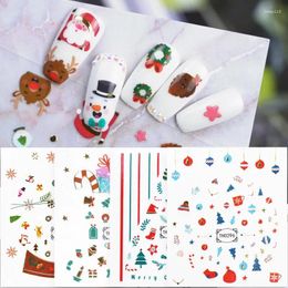 Nail Art Decorations 5D Embossed Elk Sticker Cute Christmas Winter Santa Claus Snowflake Gingerbread Man Engraved Slider Manicure Decoration