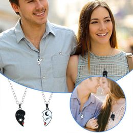 Chains Filled Pendant Long Necklace Set Moon Sun Can Be I LOVE You Stitching Couple
