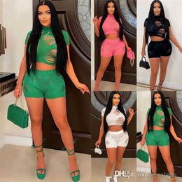 Women Tracksuits Two Pieces Set Designer 2023 New Knitted Tight-fitting Wool Cut-out Sexy Suit In Spring And Summer Sportwear 4 Colours