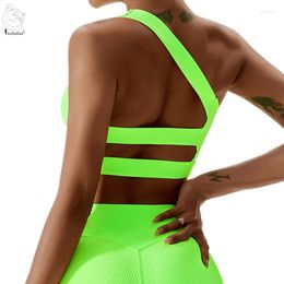 Yoga Outfit Yushuhua Oblique One Shoulder Running Sports Underwear Women's Gym Push Up Quick Dry Fitness Bra Tight Top Women