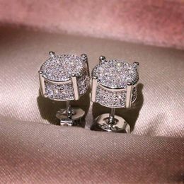 Men Women Gold Stud Earrings Fashion Hip Hop Jewellery Sparkling CZ Simulated Diamond Silver Earring218y