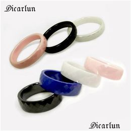 Cluster Rings Cluster Rings Dicarlun Black White Pink Blue Ceramic 4 Mm 6 Rhombus Ring Jewelry For Women Cute Minimalist Size 7 8 9 Dr Dhlcv