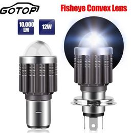 Motorcycle Lighting pcs H BAD Led Headlight Bulbs LM W CSP Chips Fisheye Convex Len Spotlight Dual Color White Yellow K