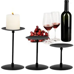 Candle Holders 3Pcs Iron Black Holder Metal Simple Wedding Decoration Stand For Home Decor