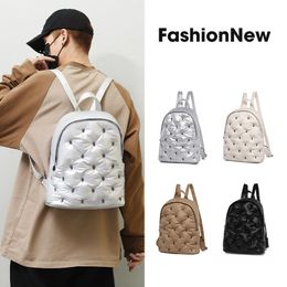 Shoulder bag 4 Colours college style solid Colour student backpacks popular in winter lightweight soft leather handbag street personality rivet punk backpack 2201#