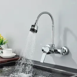 Kitchen Faucets Wall Mounted Cold Faucet Sink Vegetable Basin Rotating Balcony Laundry All Copper Mixing