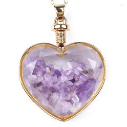 Pendant Necklaces FYJS Unique Light Yellow Gold Colour Love Heart Amethysts Stone Lapis Lazuli Necklace Romantic Style Jewellery