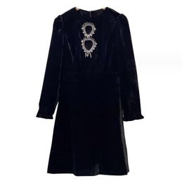 1122 L 2023 Runway Dress Autumn Dress Crew Neck Long Sleeve Brand Same Style Empire Womens Dress Fashion qianhe