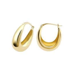 Fashion Chunky Hoops Real 14K Jewellery Punk Hies Solid 9K Gold Hoop Earrings