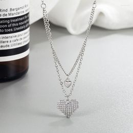 Pendant Necklaces VOQ Silver Color Love Double Layer Necklace Simple Clavicle Chain Ladies Exquisite Birthday Gift Jewelry