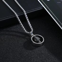 Chains Rotating Scripture Lucky Wheel Necklace Titanium Steel Religious Cross Pendant For Men And Women Fashion Charm Jewelry