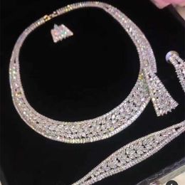 Wedding Jewelry Sets Janekelly Famous Brand 4pcs Bridal Zirconia Full Jewelry Sets For Women Party Dubai Nigeria CZ Crystal Wedding Jewelry Sets 231128