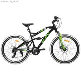 Bikes Free Shipping HILAND 26 Inch 21 Speed Aluminum Frame Mountain Bike Bicyc V-Brake Q231129