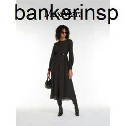 Maxmaras Coat Luxury fashionable Wool Overcoat Product Round Neck Silk Printed Dress Black 40