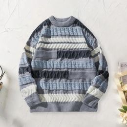Men's Sweaters Men Knitted Sweater Comfortable Stylish Soft Warm O Neck Pullover With Striped For Fall