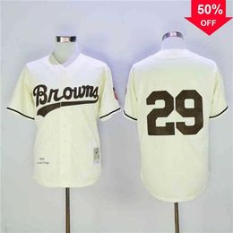 318qqq8 C202 Retired mens Baseball Jersey 1953 #29 Satchel Paige Jersey Cool Base Breathable Pure Cotton Stitched White Grey Team Away High