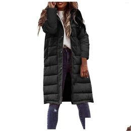 Ethnic Clothing Female Autumn And Winter Temperament Long-Sleeved Cardigan In The Long Paragraph Hooded Cotton Jacket Womens Plus Drop Dh3Cv