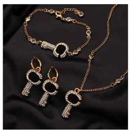 Designer Jewellery Set 18K Gold Plated Necklaces Bracelets Earrings Rings Set Crystal Rhinestone Diamond With Box For Gift Party Date Show Travel