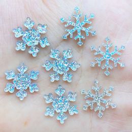 Decorative Objects Figurines 20Pcs Cute 17mm Resin Mini Shining Snowflakes Flat Back Cabochons Scrapbooking DIY Jewellery Craft Decoration Accessories Q57 230428