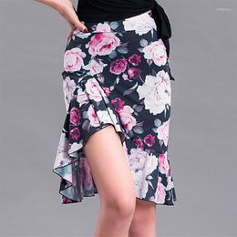 Stage Wear Floral Pattern Latin Dance Dress Fashion Dancing Training Miniskirt Sexy Costumes Women Skirt