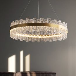 Modern Crystal Pendant Light Villa Living Room Bedroom Lamp Nordic Crystal LED Chandelier Hotel Lobby Lighting Restaur