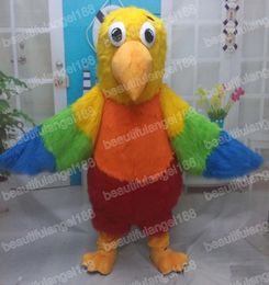 Halloween colourful furry parrot Mascot Costumes High Quality Cartoon Theme Character Carnival Adults Size Outfit Christmas Party Outfit Suit For Men Women