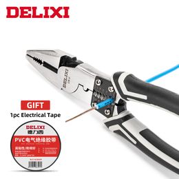 Tang DELIXI Universal Wire Stripping Pliers Cutters Electrician Hardware Hand Repair Tools with 1pc Electrical Tape Gift