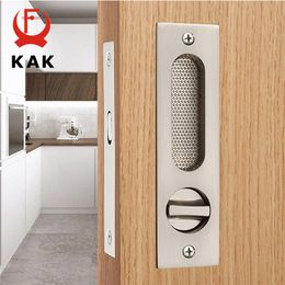 KAK Mute Mortice Sliding Door Lock Hidde Handle Interior Door Pull Lock Modern Anti-theft Room Wood Door Lock Furniture Hardware T2207