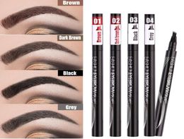 Waterproof Natural Eyebrow Pencil Fourclaw Eye Brow Tint Makeup three Colors Brown Black Grey Brush Cosmetics7123210