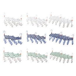 Organisation Folding Clothes Hanger 14/19/29 Clips Storage Rack Telescopic Hangers