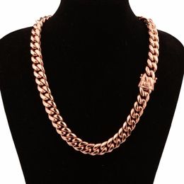 Chic Miami Cuban Chains For Men Hip Hop Jewellery Rose Gold Colour Thick Stainless Steel Wide Big Chunky Necklace Gift275r