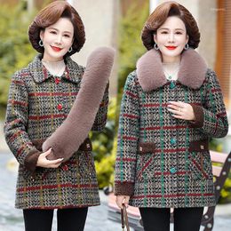 Women's Trench Coats Middle Aged And Elderly FUR COLLAR Clothing Mink Down Imitation Coat Autumn Winter Fashion Mother's Velvet