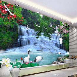 Custom beautiful waterfall landscape background wall mural 3d wallpaper 3d wall papers for tv backdrop222I