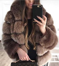 Women's Fur Faux Fur Luxury Faux Fur Coat Women Short Winter Jacket with Big Fur Hood Thick Warm Overcoat 2023 New Fashion Flurry Fake Fur Coats T231003