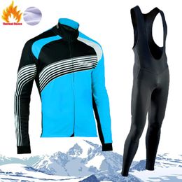 Cycling Jersey Sets Uniform Mens Pants Gel 2024 Pro Team Sportswear Winter Thermal Fleece Bib Man Clothing Bicycle Clothes Jacket 231128