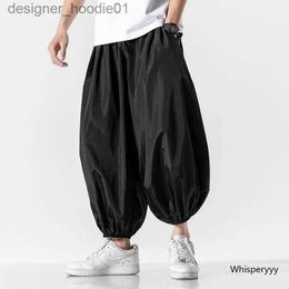 Men's Pants Fashion Bloomers Men's Literary Wide Leg Pants Loose Casual Nine Points Pants Vintage Wild Haren Pants Spring Summer 2023 L231129