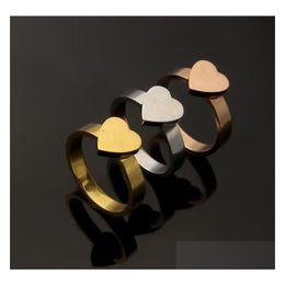 Band Rings 2021 Top Quality Extravagant Simple Heart Love Ring Gold Sier Rose Colours Stainless Steel Couple Fashion Women Designer J Dh940