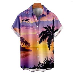 Men's T Shirts Short Sleeve For Men Large Tall Men's Hawaiianss Spring And Summer Lapel 3D Printed Shirt