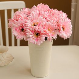 Decorative Flowers Pink Red Artificial Simulation Chrysanthemum 15 Pieces Silk Flower Ornament Home Office Decoration