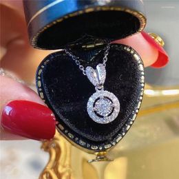 Pendant Necklaces CAOSHI Gorgeous Round Cut Crystal Stone Necklace For Women Bridal Wedding Engagement Jewellery Silver Colour Accessories