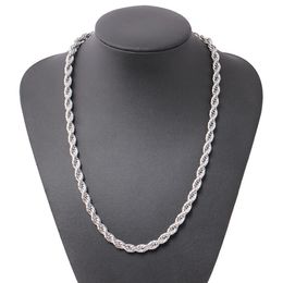 ed Rope Chain Classic Mens Jewellery 18k White Gold Filled Hip Hop Fashion Necklace Jewellery 24 Inches219s