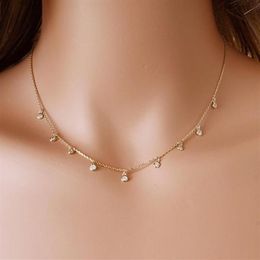 New Rhinestone Jewellery Circle Short Necklace Fashion Trendy Handmade Link Chain Choker Necklace Gift For Women Girls Gold Silver C347L